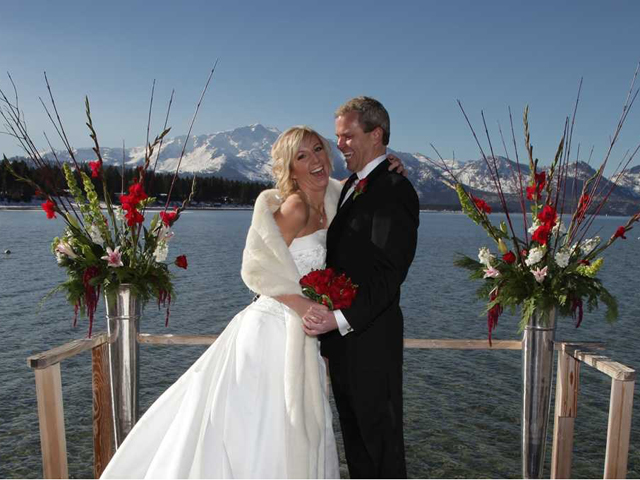 Wedding ceremony on the dock at The Beach Retreat