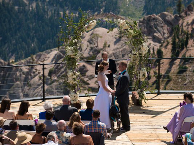 Wedding ceremony at High Camp, Squaw