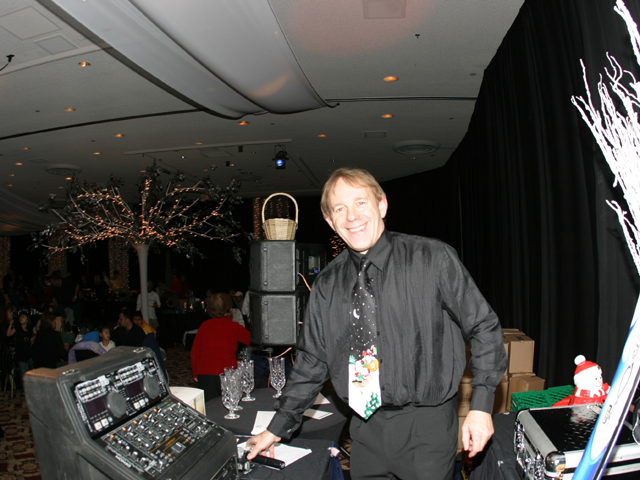 DJ playing at a Christmas party