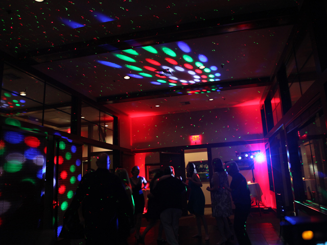 DJ Set up with lighting at holiday party