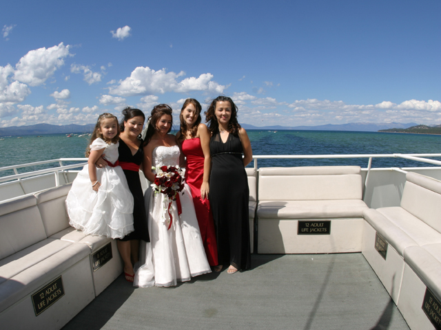 Bride and Bridesmaids on one of the boats