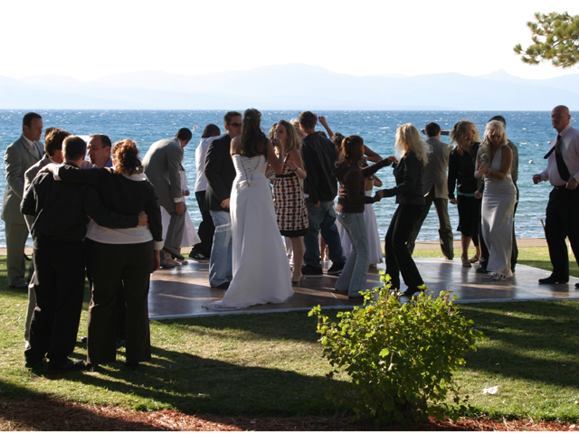 Full Dancefloor at Zephyr Cove Day-Time Wedding