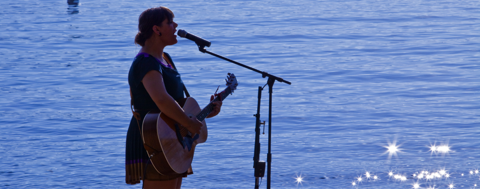 Live performer on beach